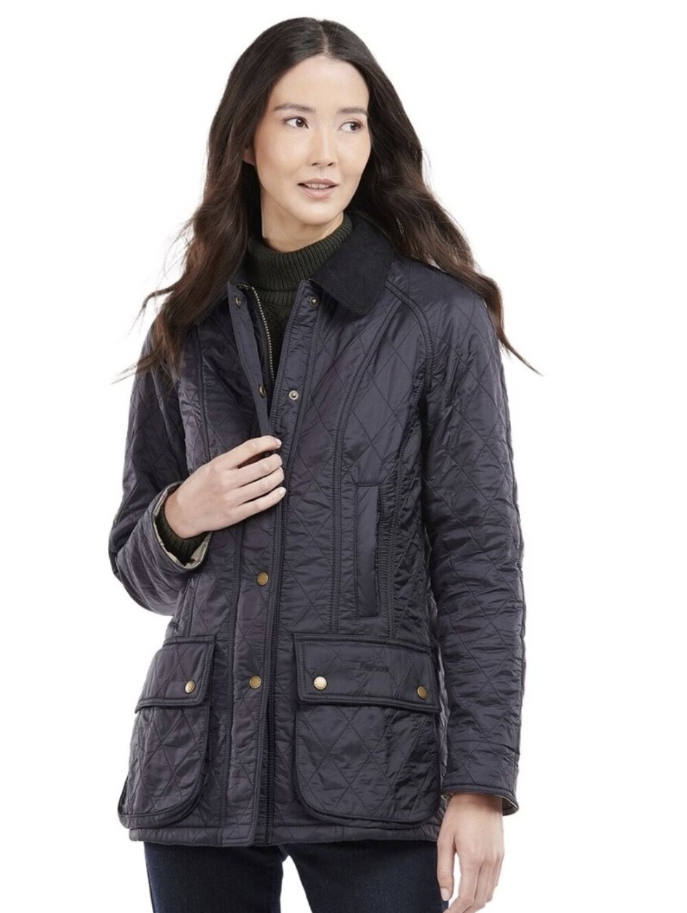 Barbour Beadnell Fleece Lined Quilted Black Women's Jacket polarquilt size 8